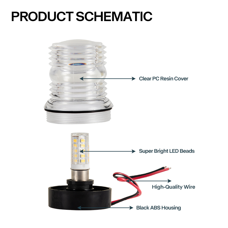 12V Marine LED Anchor Light Wa - Fishing Boat Navigation Light 评论和价格