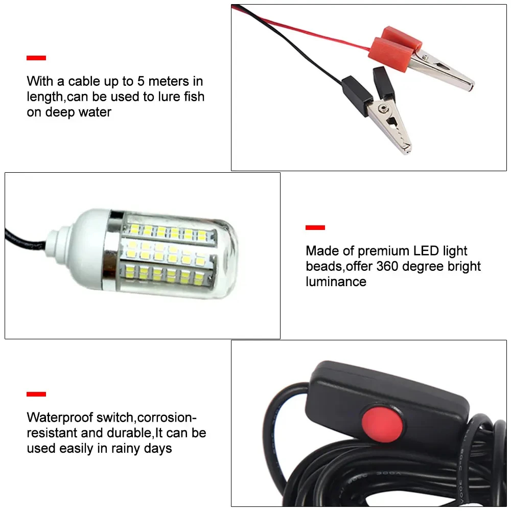 12V Underwater Lamp 15W 108 LE - Fishing Boat Navigation Light 评论和价格