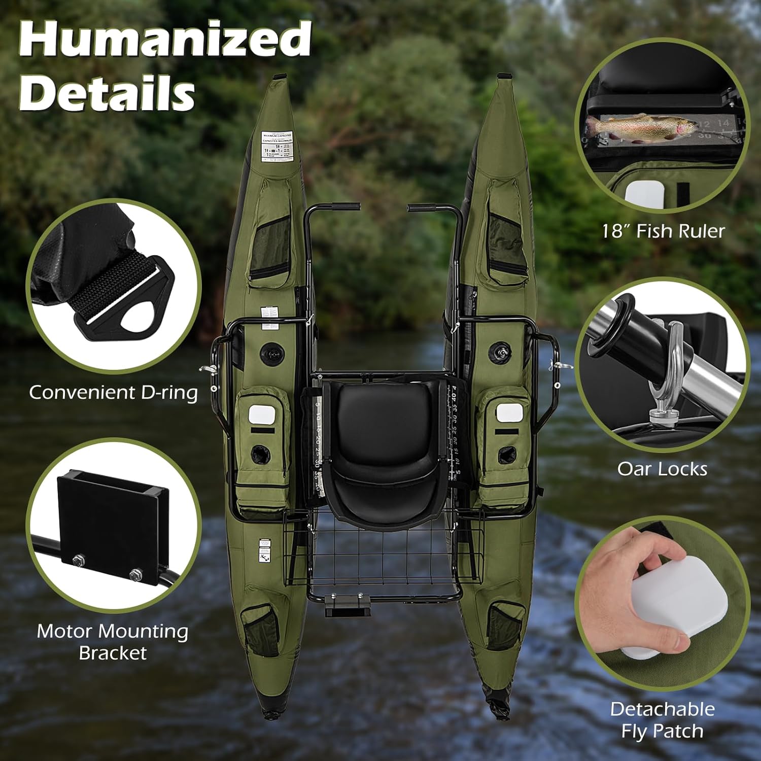 Adult Inflatable Belly Boat wi - Fishing Boat Paddle 评论和价格