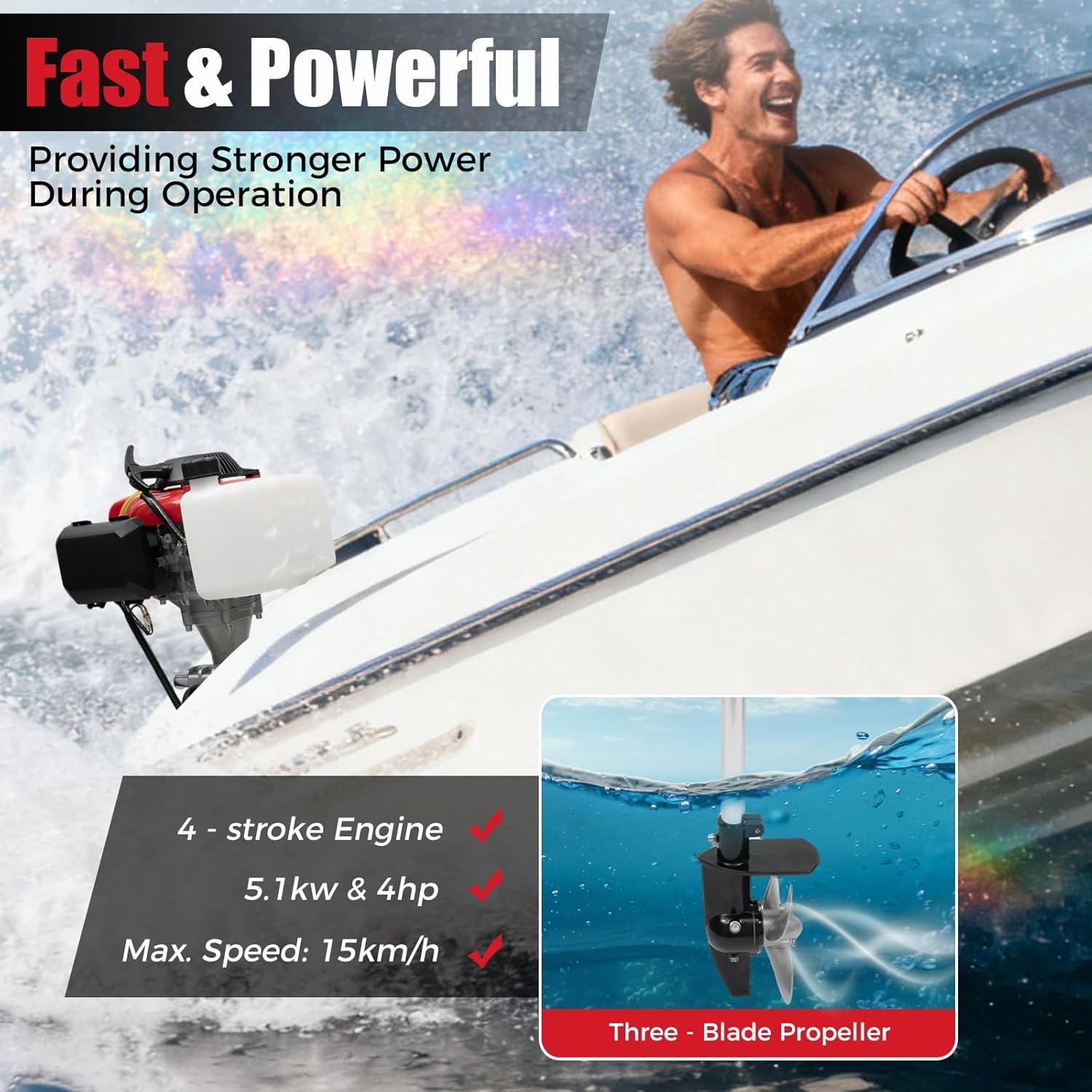 4HP Outboard Motor, 4 Stroke 5 - Fishing Boat Outboard Motor 评论和价格